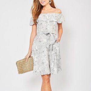 Off Shoulder Flower Print Dress